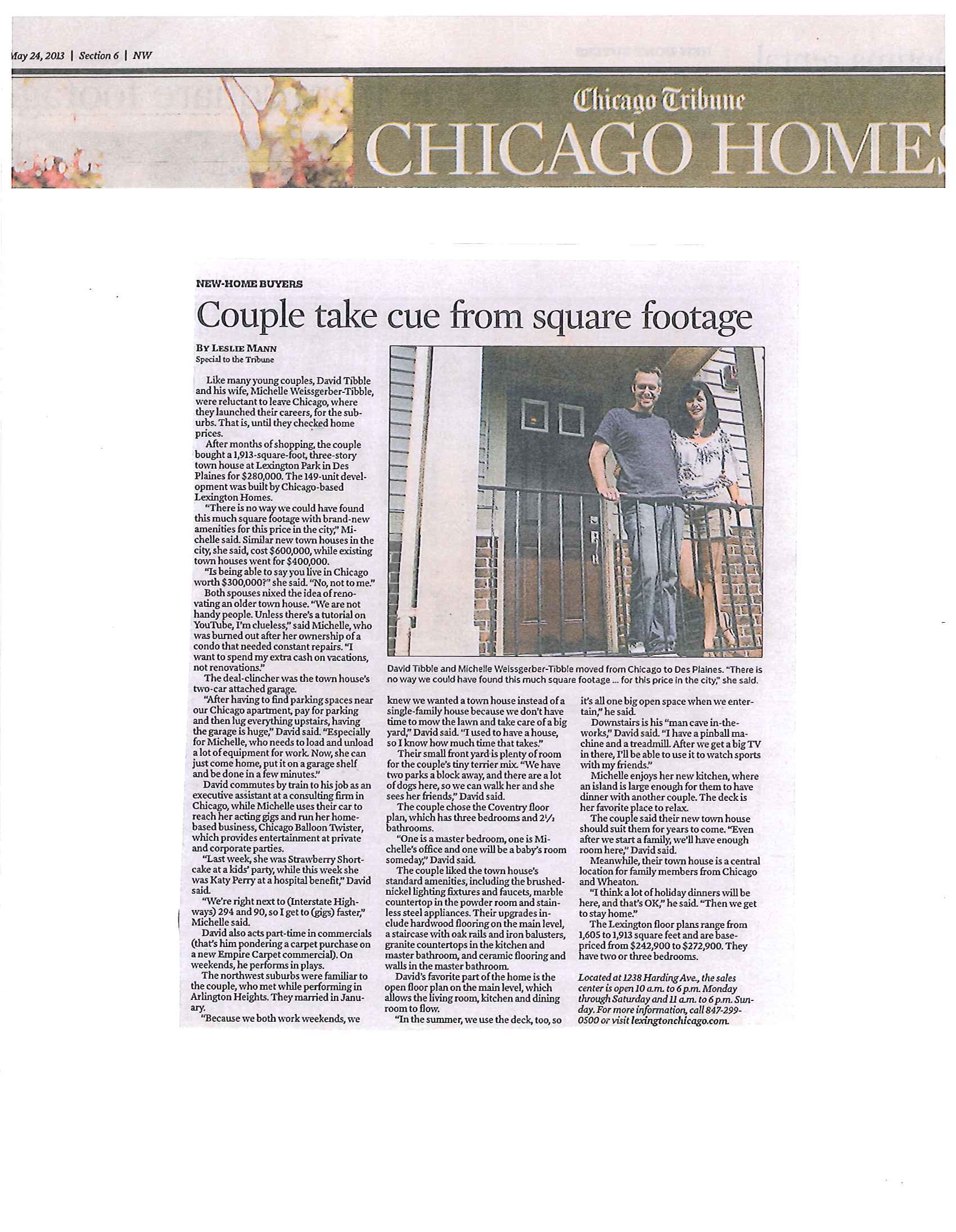 Chicago Homes (Couple take cue from square footage) 5.24.13